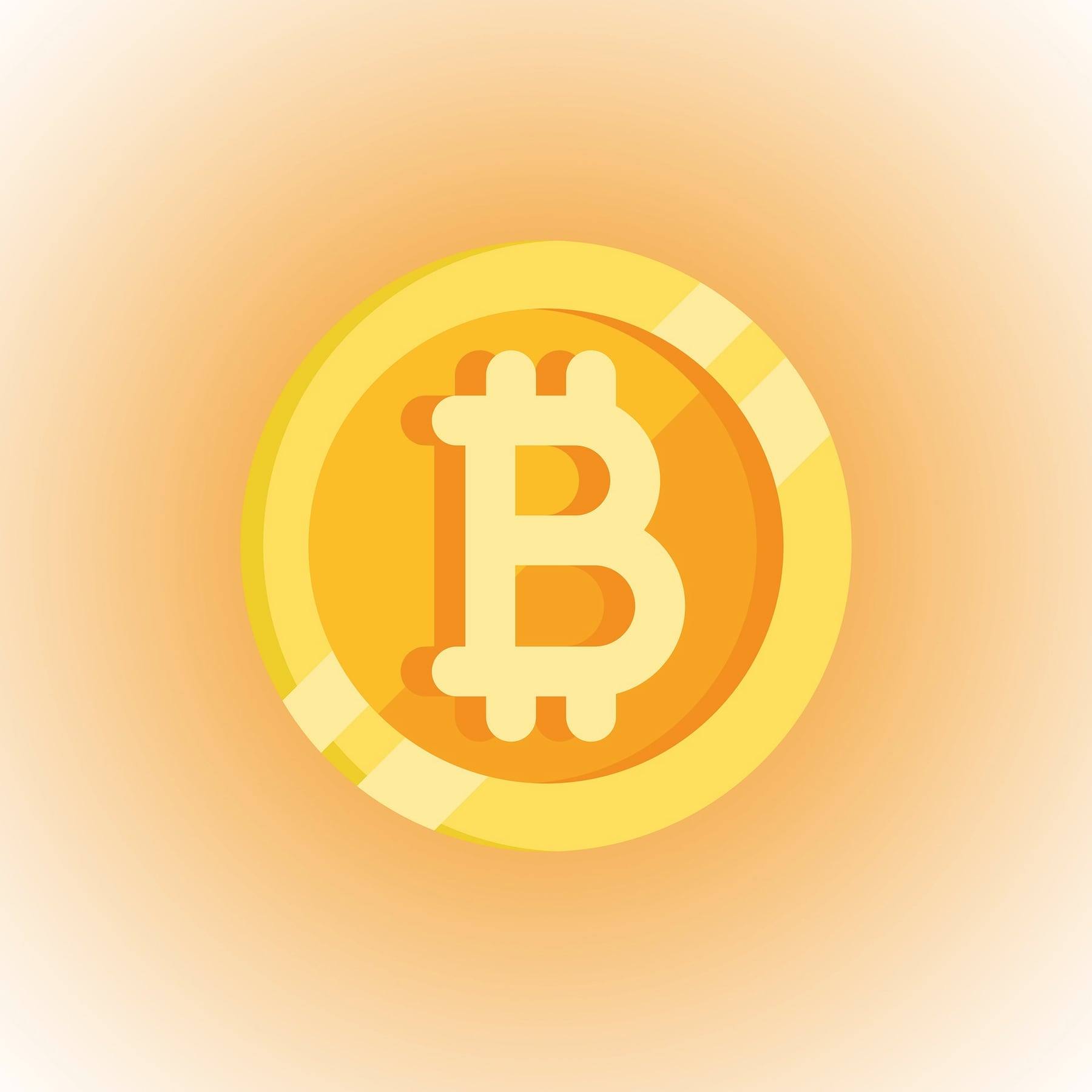 Flat orange bitcoin coin icon with a soft glow